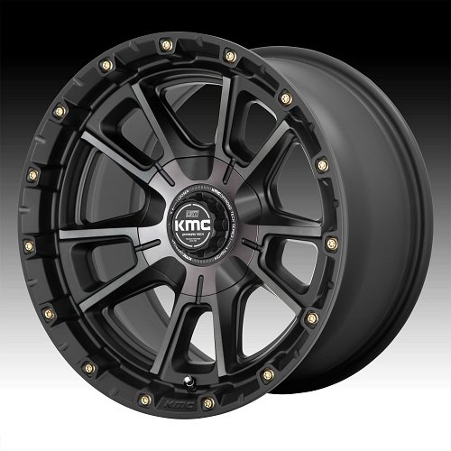 KMC KM100 Sync Machined Black Grey Tint Custom Truck Wheels 1